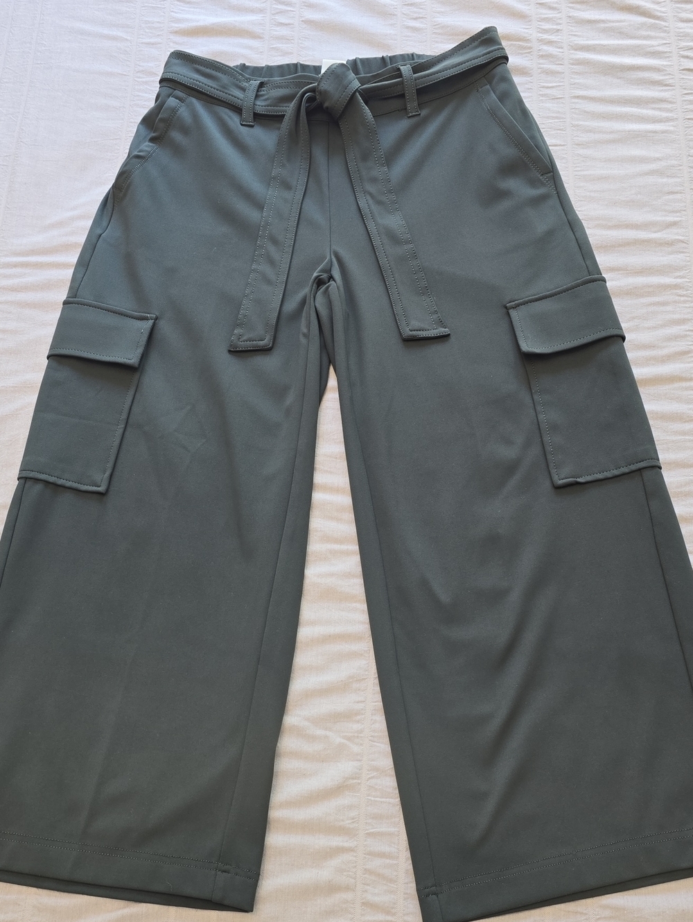 Rachel Zoe Cropped wide Leg Stretch Cargo Pants- Olive Green Women's Size XS